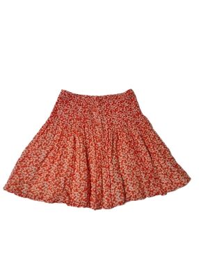 Anthropologie Odille Pleated Floral Cotton Skirt Size 10 Boho